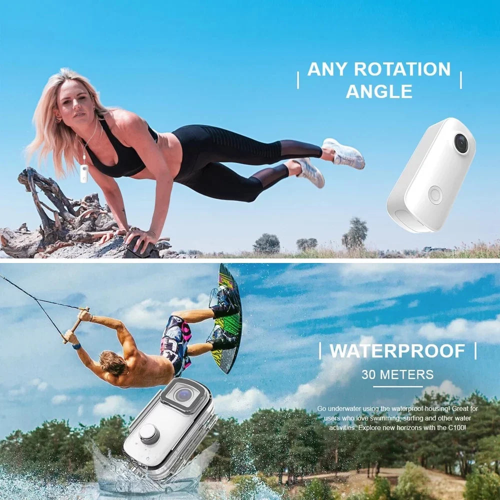 C100 Camera, 1080P30fps Video with Waterproof Case and WiFi Sharing, Document Your Adventure