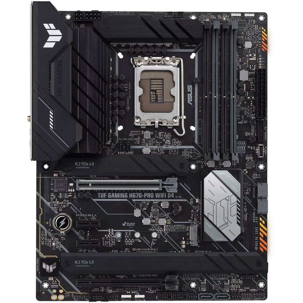 ASUS TUF GAMING H670-PRO WIFI D4 LGA 1700 (Intel 12th &13th Gen) ATX Gaming Motherboard (PCIe 5.0, DDR4, 14+1 DrMOS, 4xPCIe 4.0 M.2 Slots, WiFi 6, 2.5 Gb LAN, Front USB 3.2 Gen 1 Type-C)