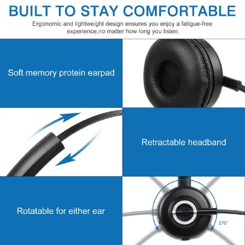 Comtable Bluetooth Headset, UX-M97 Wireless Headset with Microphone, Wireless Cell Phone Headset with Noise Isolation Mic Charging Base Mute Function 20 lite With Charging Dock