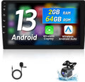 Podofo 2+64G Universal 9'' Double Din Car Stereo Radio Wireless Carplay Android Auto Mirror Link Touch Screen 1080P Car Multimedia Player Bluetooth USB WIFI GPS FM, Microphone&AHD Backup Camera