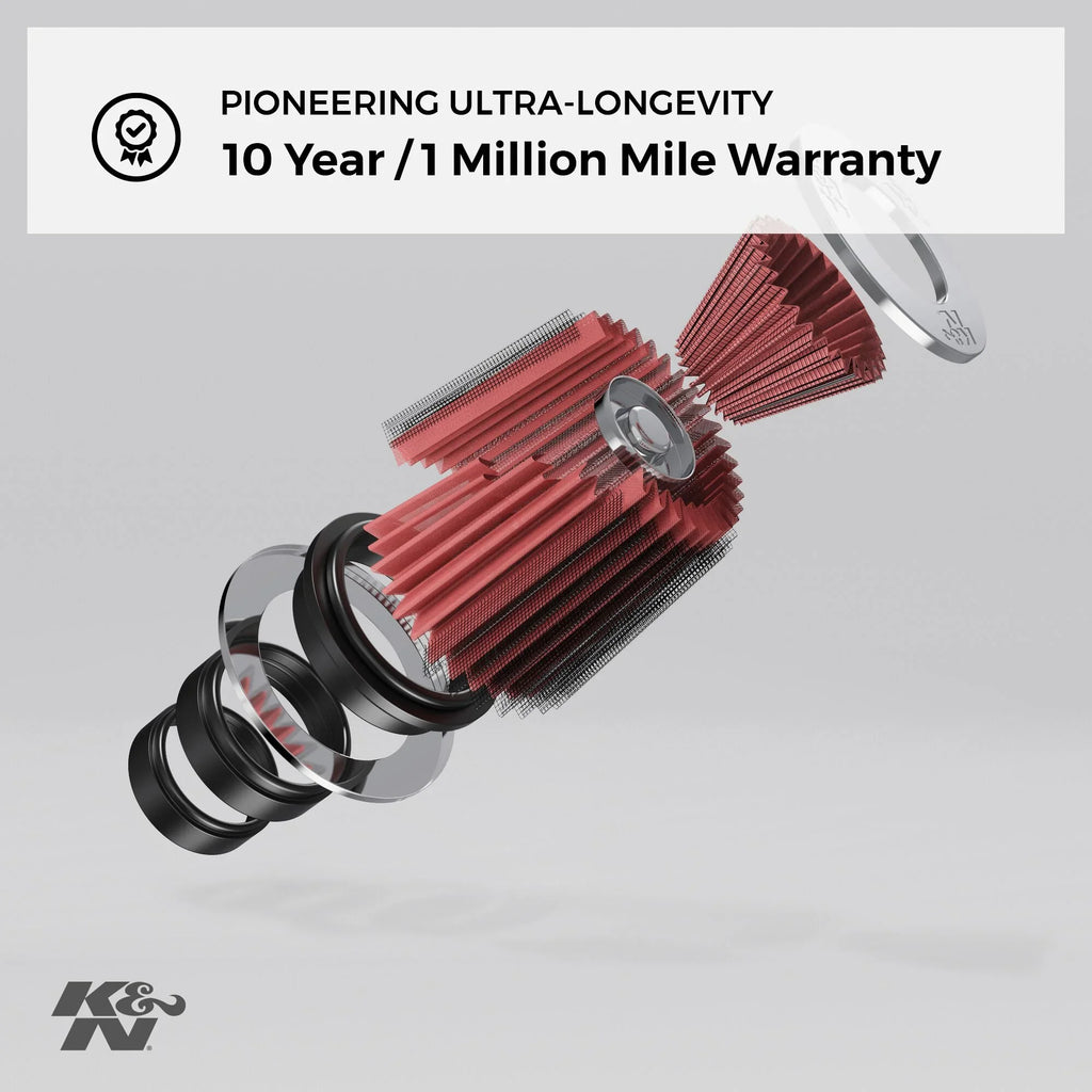 K&N RF-1044 Universal Clamp-On Air Filter: Round Tapered; 6 in (152 mm) Flange ID; 8 in (203 mm) Height; 7.5 in (191 mm) Base; 5 in (127 mm) Top