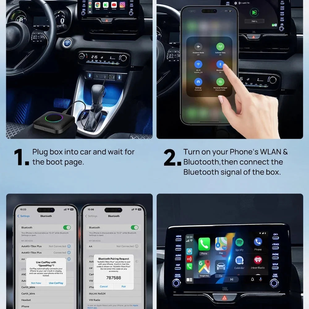 Carlinkit Ai Box Android 13 Led Wireless Android Auto & Apple CarPlay Smart Tv Box QCM6225 For Youtube Netflix Car Accessories