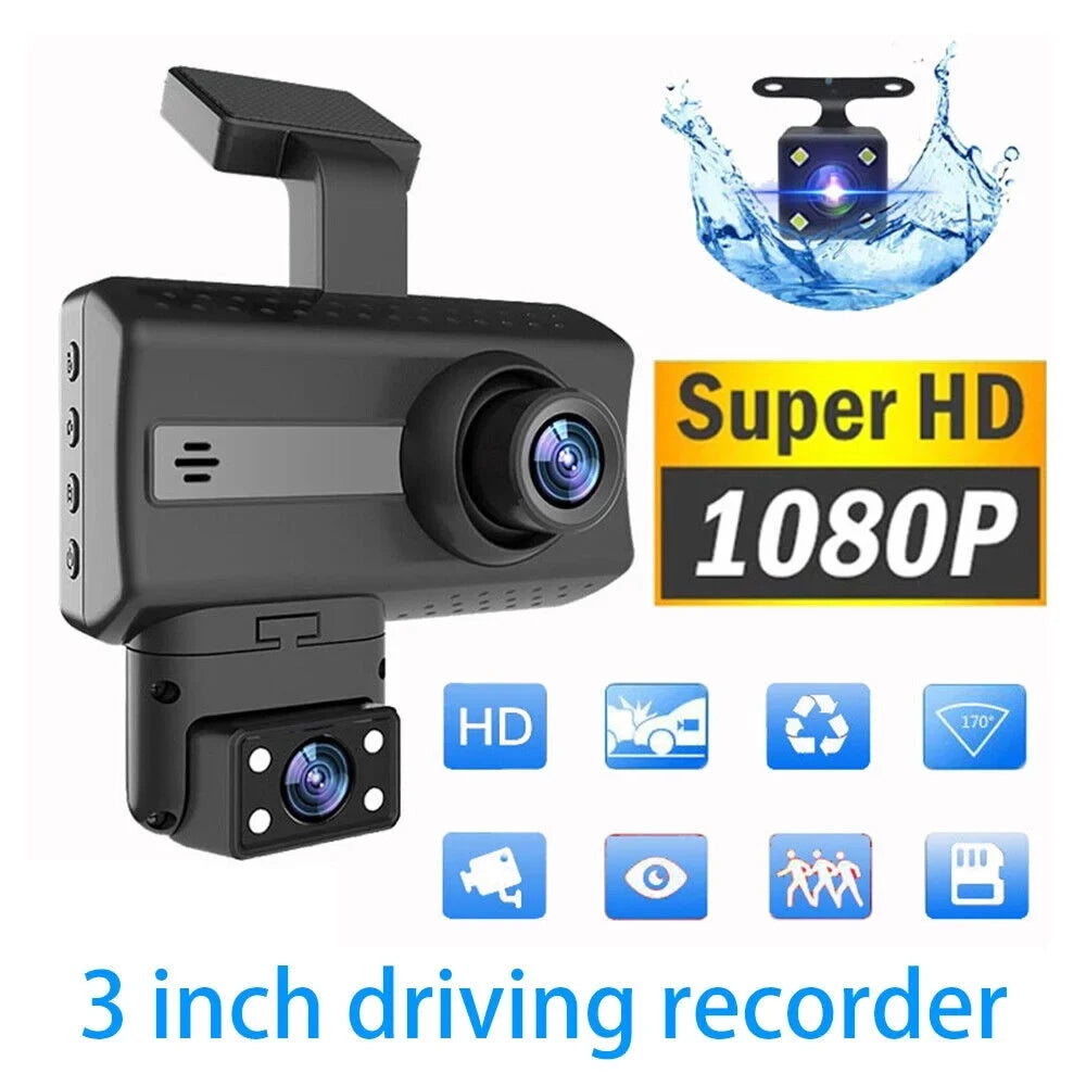 Onemayship Dual Lens Car Dash Cam Recorder G Sensor 1080P DVR Front and Rear Camera Video