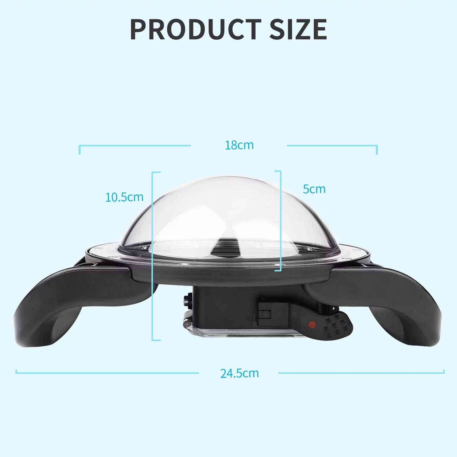 Waterproof Dome Port Case 9 Black and 10 SHOOT XTGP559, Dual Handle, 45m Waterproof, 180° Wide Angle