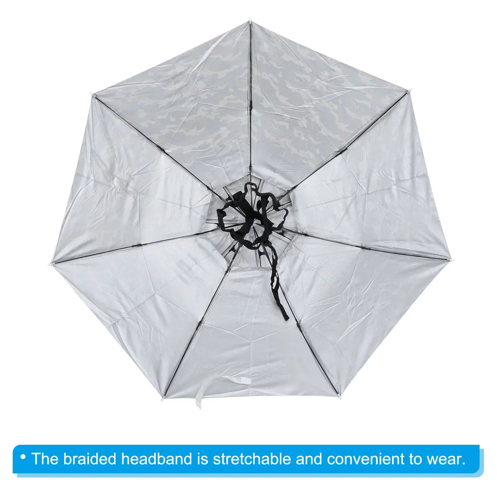 Uxcell OD 37.4" Umbrella Hat, Oxd Fabric Folding Double Layer Sun Rain Cap with Adjustable Strip, Camo