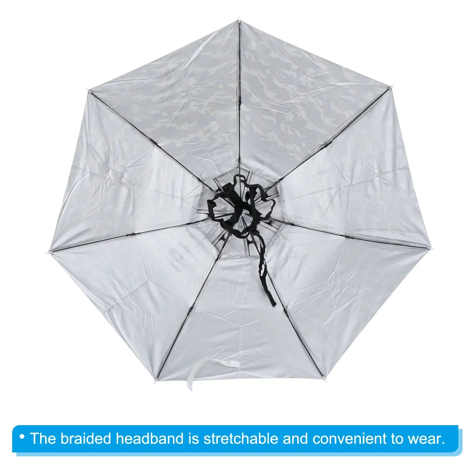 Uxcell OD 37.4" Umbrella Hat, Oxd Fabric Folding Double Layer Sun Rain Cap with Adjustable Strip, Camo