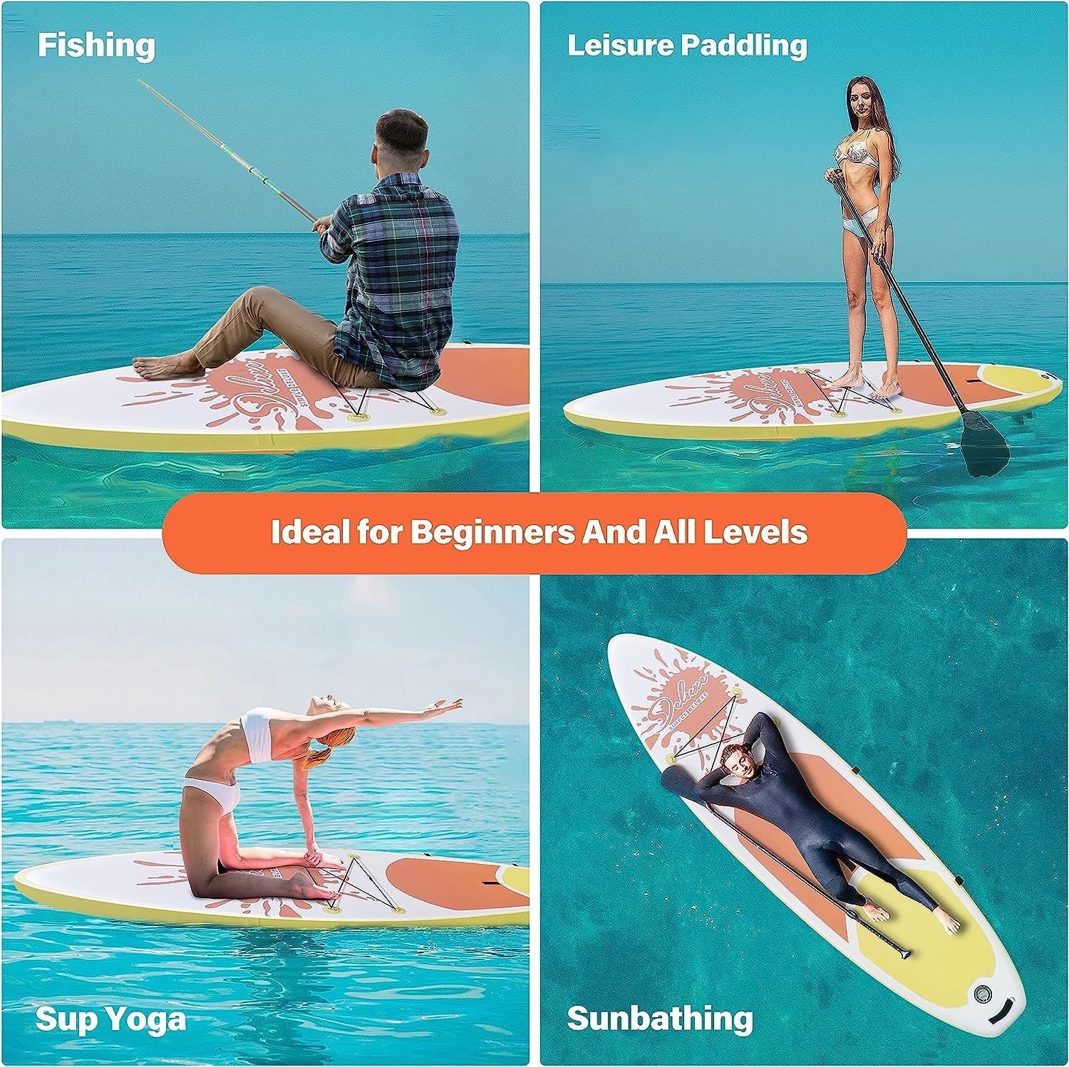 Deluxe Pink Inflatable Stand Up Paddle Board - Complete kit with multiple accessories and backpack easy carrying - 27.55 - Experience stability and ease with our versatile paddle board!