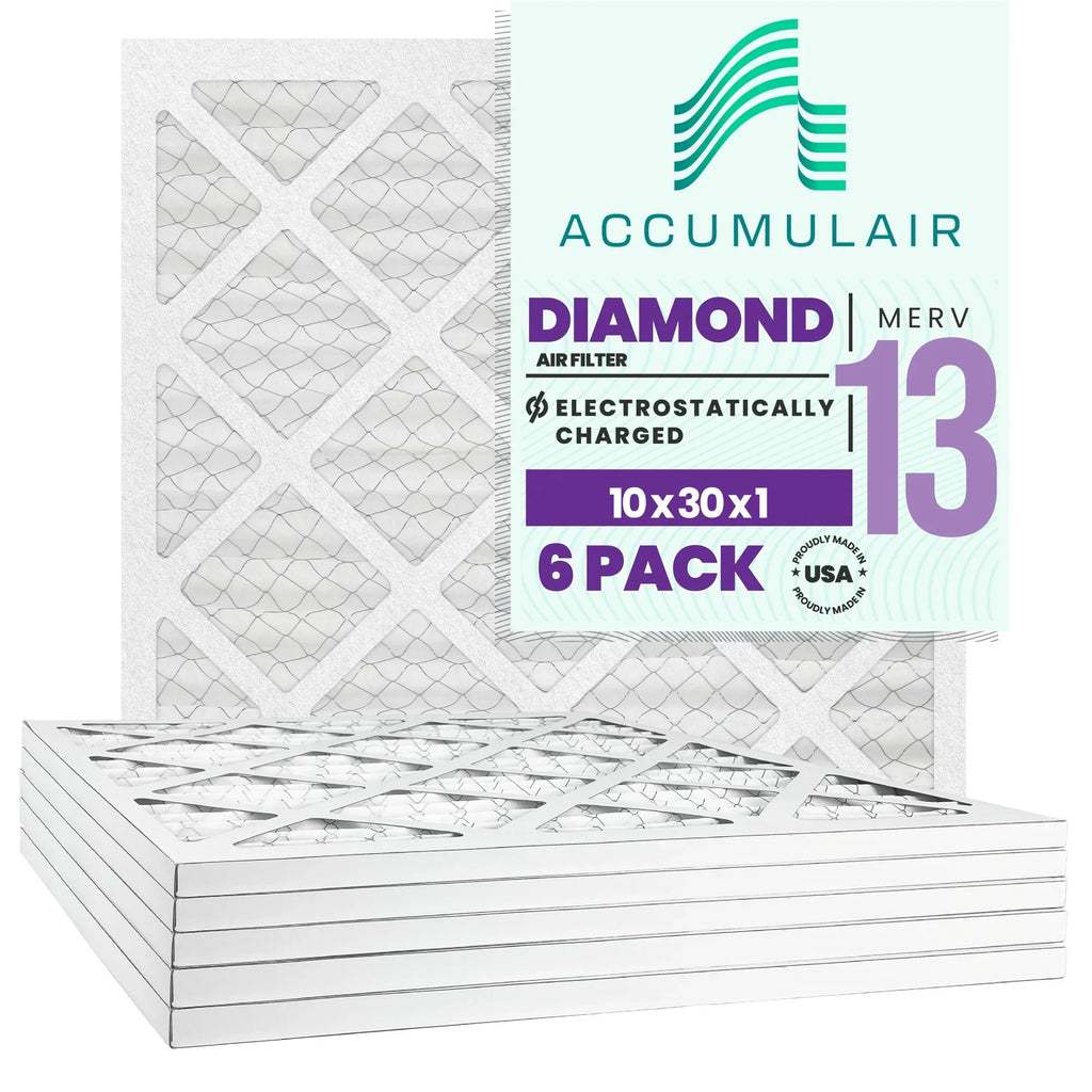 Accumulair Diamond 10x30x1 MERV 13 Air/Furnace Filters (6 pack)