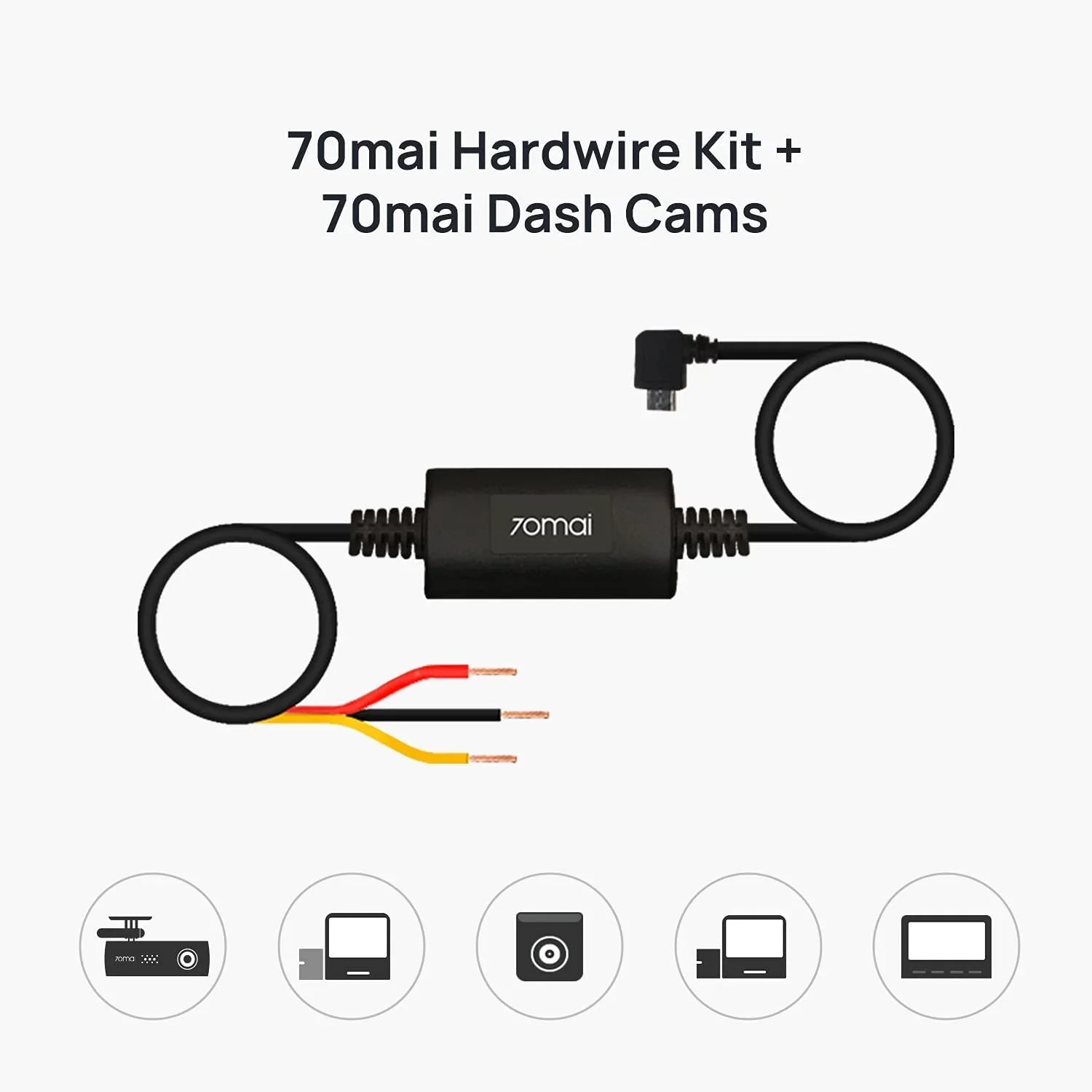 Hardwire Kit, 10ft ro USB Car Dash Cams, 12V-30V to 5V/2.4A, Low Voltage Protection, 24 Hour Parking