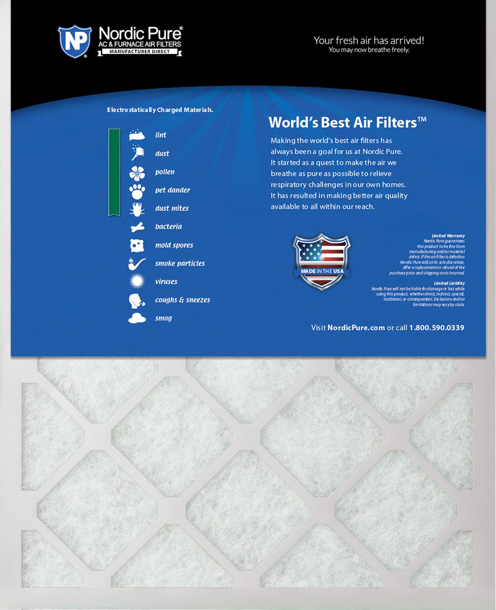 25x25x1 (24_1/2x24_1/2) Pure Green Eco-Friendly AC Furnace Air Filters 3 Pack