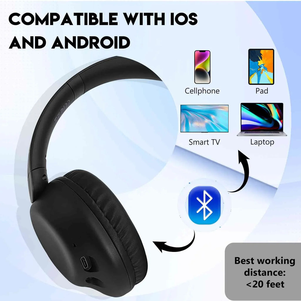 UrbanX UX991 Wireless Bluetooth Stereo Earphones High Resolution Audio Deep Bass Superior Comt Over The Ear Headphones with Mic Asus Zenfone Max Pro (M1) ZB601KL/ZB602K phone Call Support