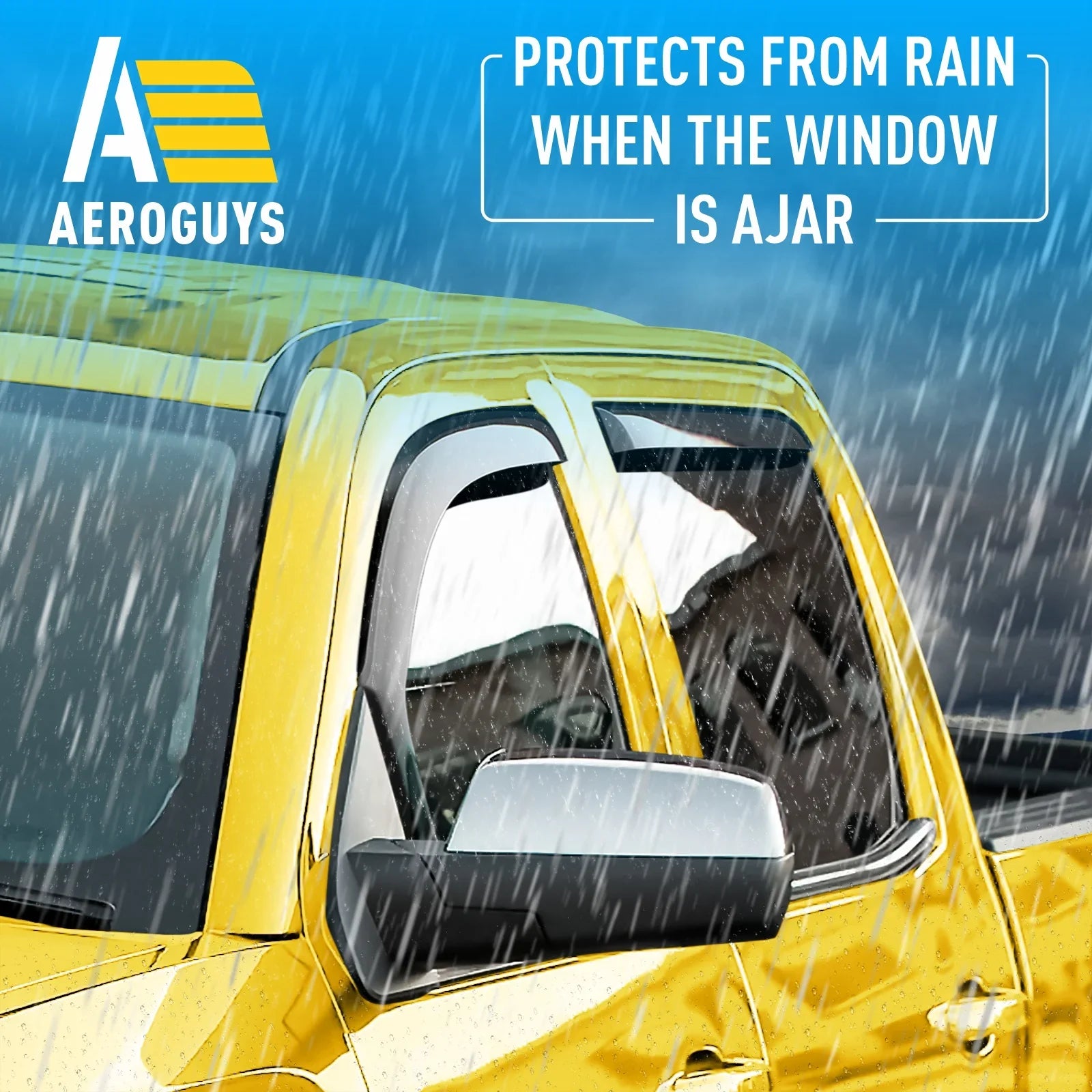 AEROGUYS In-Channel Window Deflectors Extra Long-lasting Window Visors Rain Guards Fit Chevrolet (Chevy) Silverado 1500 2014-2018 Crew Cab, Sun Visors, Wind Vent Visors, Truck Accessories -4pcs. AG0421
