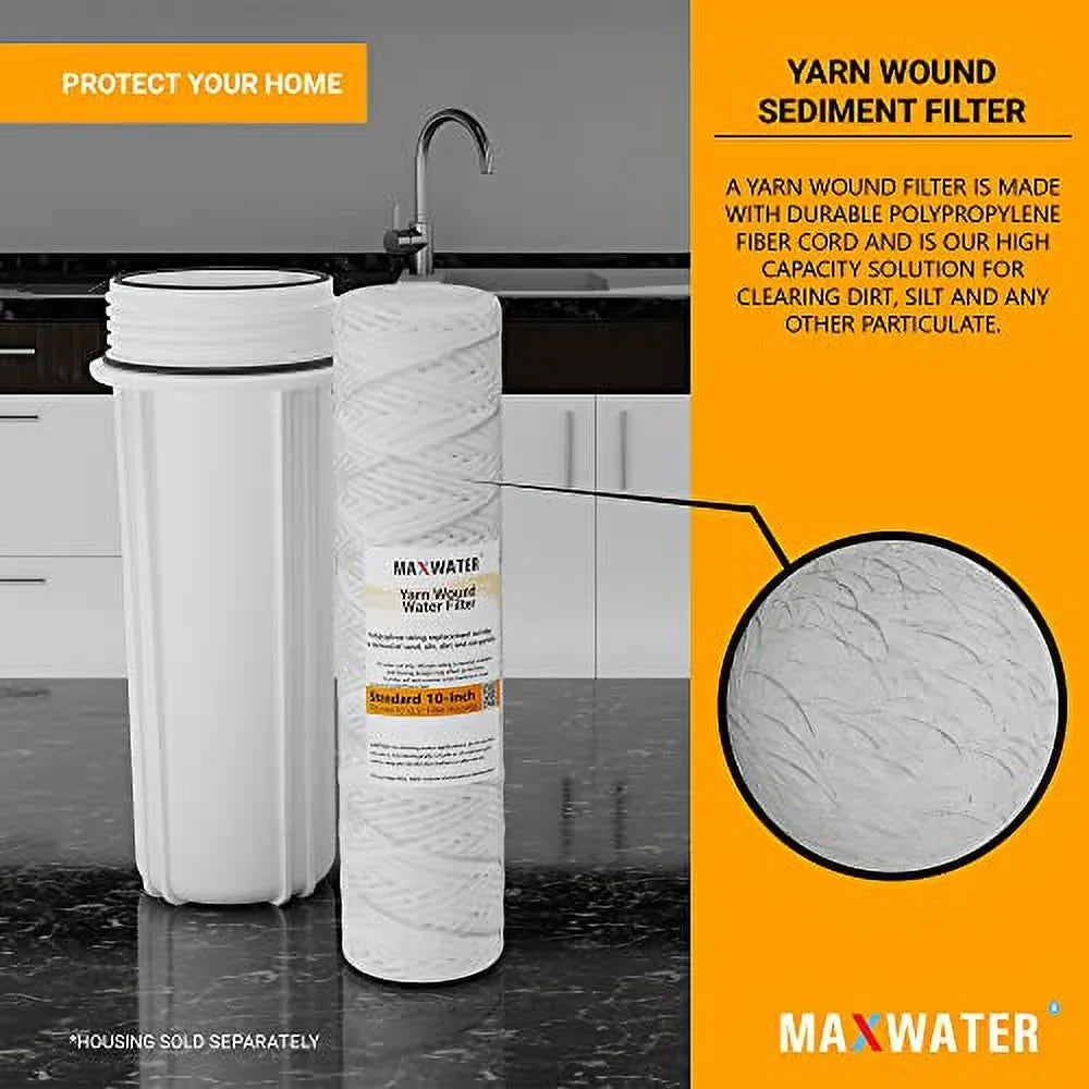 Standard 10"X2.5" String Sediment Water Filter (5 Micron), Hard Well, Whole House, WVO Biodiesel, With Standard RO Reverse Osmosis Systems, WH Systems