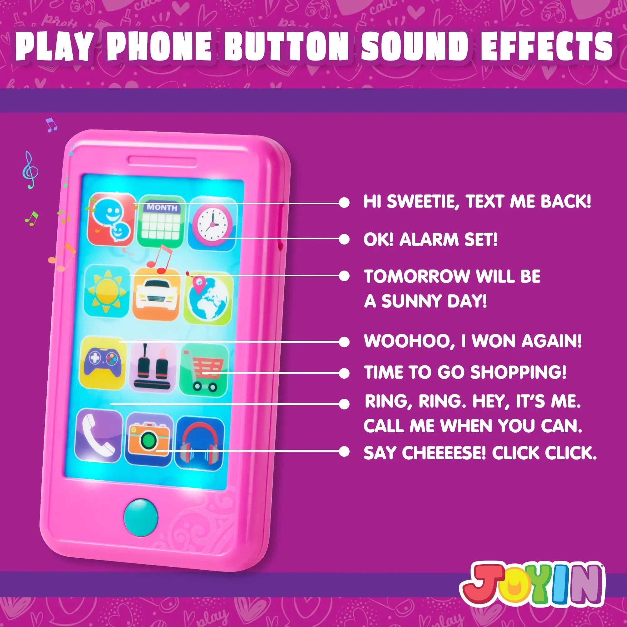 JOYIN Music Toy kids, Play-act Pretend Play Smart Phone, Keyfob Key Toy and Credit Cards Set, Kids Toddler Cellphone Toys 1 2 3 4 5 Year Old