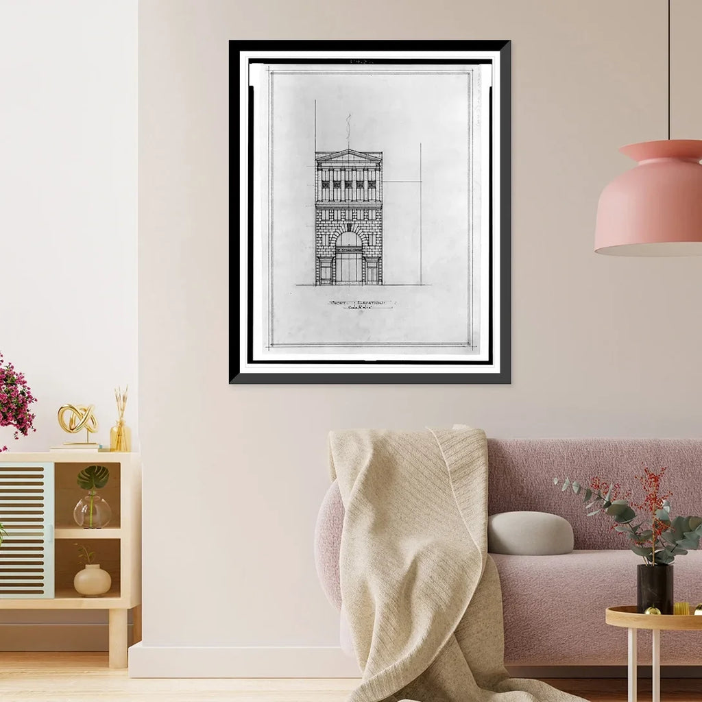 Historic Framed Print, [Two office buildings B.F. Saul (15th Street, N.W., Washington, D.C.). Front elevation] - 2, 17-7/8" x 21-7/8"