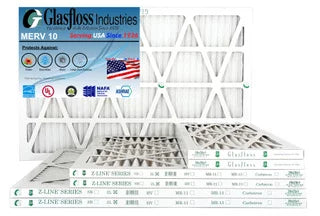 Glasfloss 13x25x1 - MERV 10 -Qty:12 - Furnace Air Filter - Made in USA (Actual Size: 12.5 x 24.5x7/8 inch)