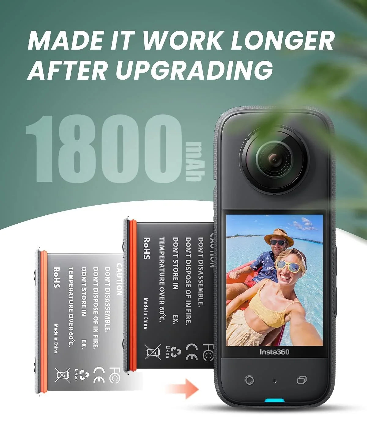 2 Channel Battery Charging Station & One Battery Insta360 x3 Camera 1800mAh High Capacity, Charger Station with Misro SD Card Slots