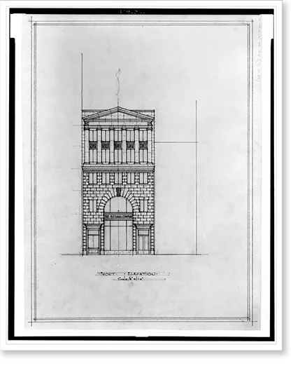 Historic Framed Print, [Two office buildings B.F. Saul (15th Street, N.W., Washington, D.C.). Front elevation] - 2, 17-7/8" x 21-7/8"