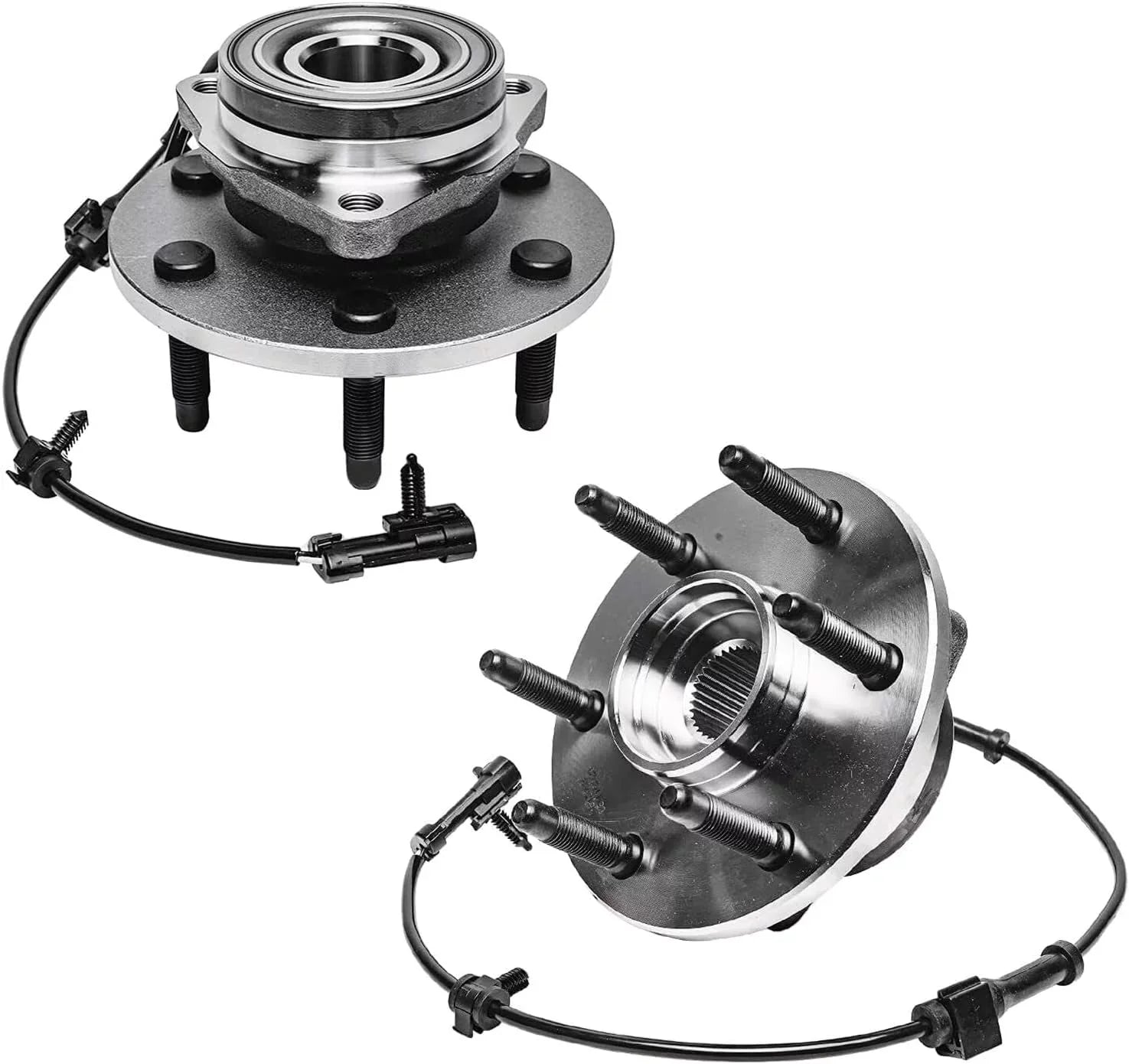 Detroit Axle - 4WD Front Wheel Hubs Control Arms Suspension Kit + 24pc Lugnuts w/Keys Replacement 2000-2006 Tahoe Escalade Silverado Sierra 1500