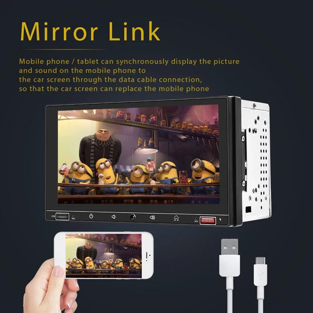 JLLOM 7" HD Screen Apple Carplay & Android Auto MP5 Player Wired Mirror Link Bluetooth AUX Fast Charge - Car Stereo System