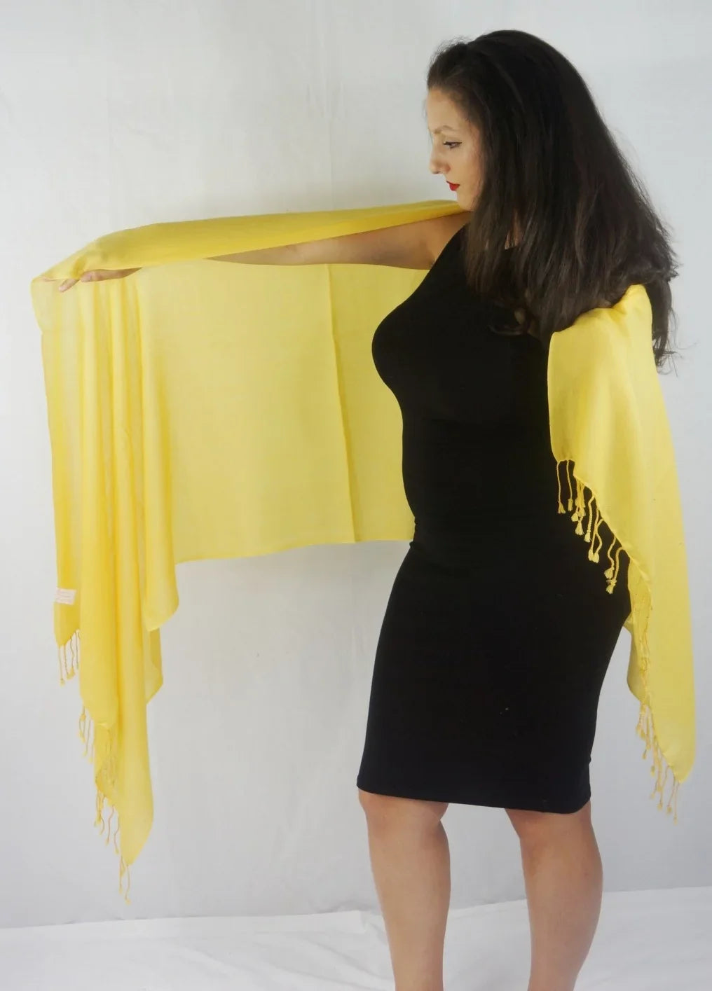 Fancy Shawl/Sheer Shawl/Summer Shawl/Water Pashmina Shawl/Light weight Shawl/Evening Shawl/Pashmina Shawl/Scarf/Scarves (Marigold Yellow Regular Shawl)