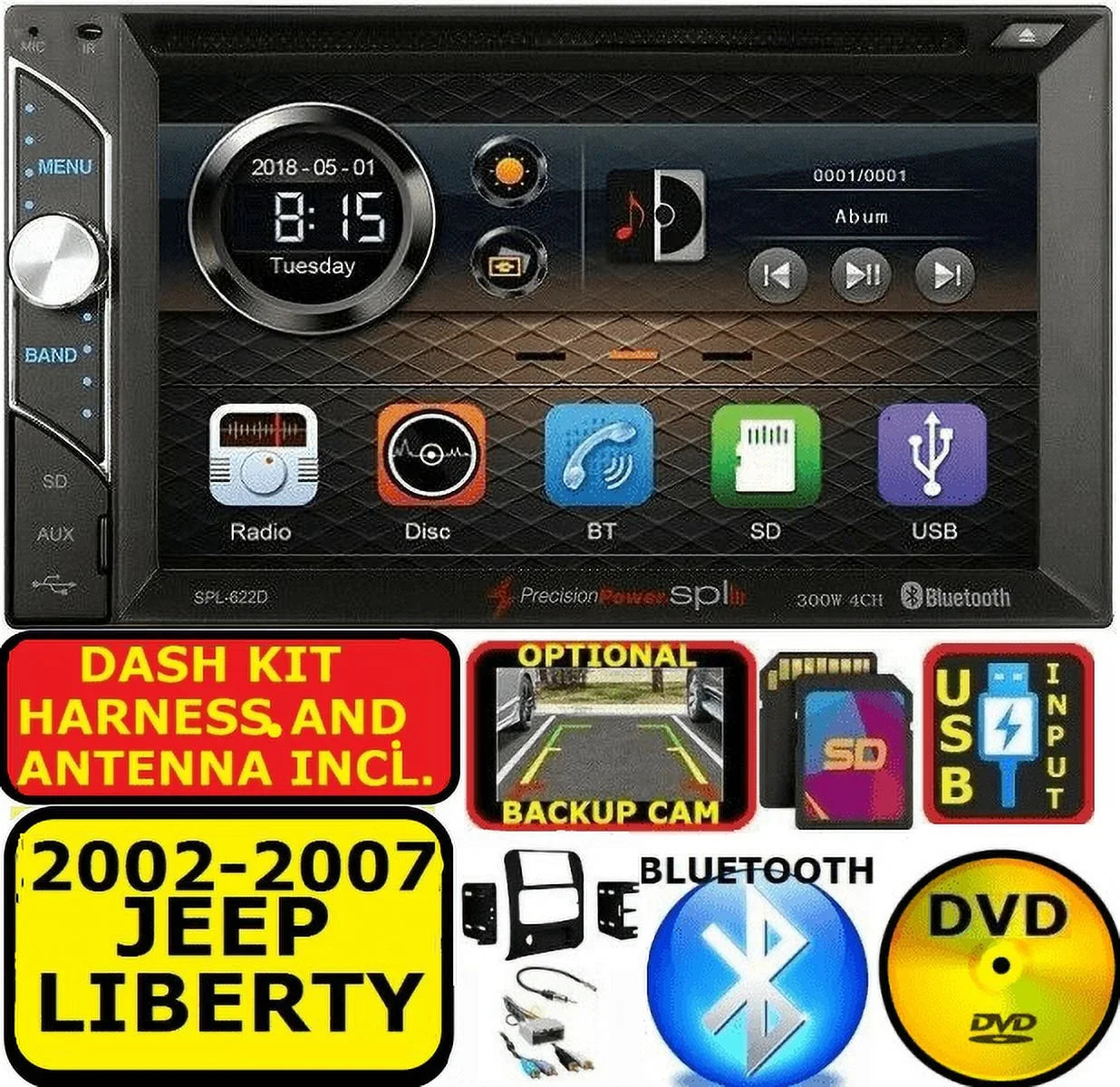 2004-2010 PT CRUISER-DURANGO-GRAND CHEROKEE CD/DVD TOOTH USB CAR STEREO
