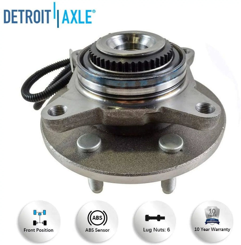 Detroit Axle - Power Steering Rack & Pinion + Front Upper Control Arms + Wheel Hubs + Suspension Kit Replacement Ford F-150 Lincoln Mark LT 4WD w/ABS ; Straight Sway Bars - 11pc Set