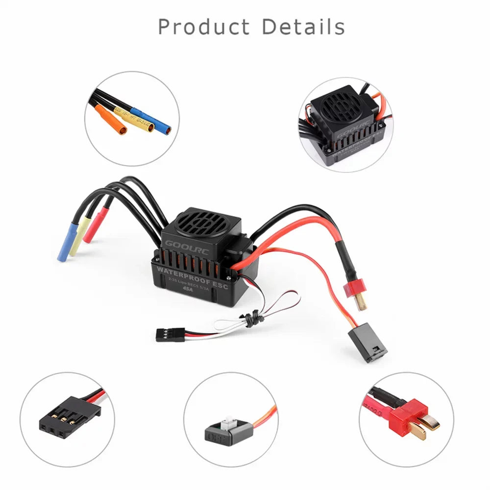 GoolRC Upgrade Waterproof F540 4370KV Brushless Motor with 45A ESC Combo Set 110 Car Truck