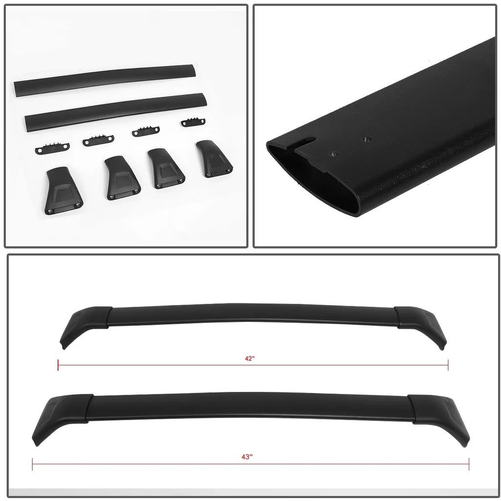 DNA Motoring PT-ZTL-8070 For 2017 to 2018 Mazda CX -5 CX5 Compass Pair Factory Style Aluminum Roof Rack Rail Cross Bar Cargo / Luggage Carrier