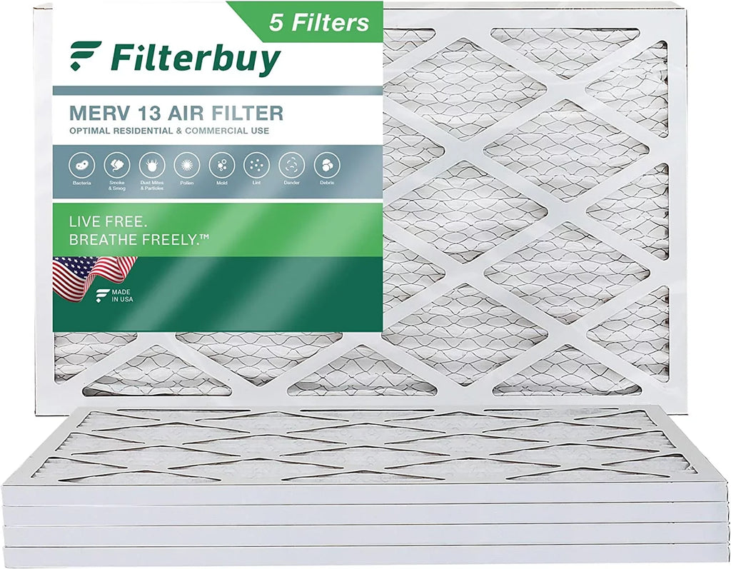 Filterbuy 16x24x1 MERV 13 Pleated HVAC AC Furnace Air Filters (5-Pack)