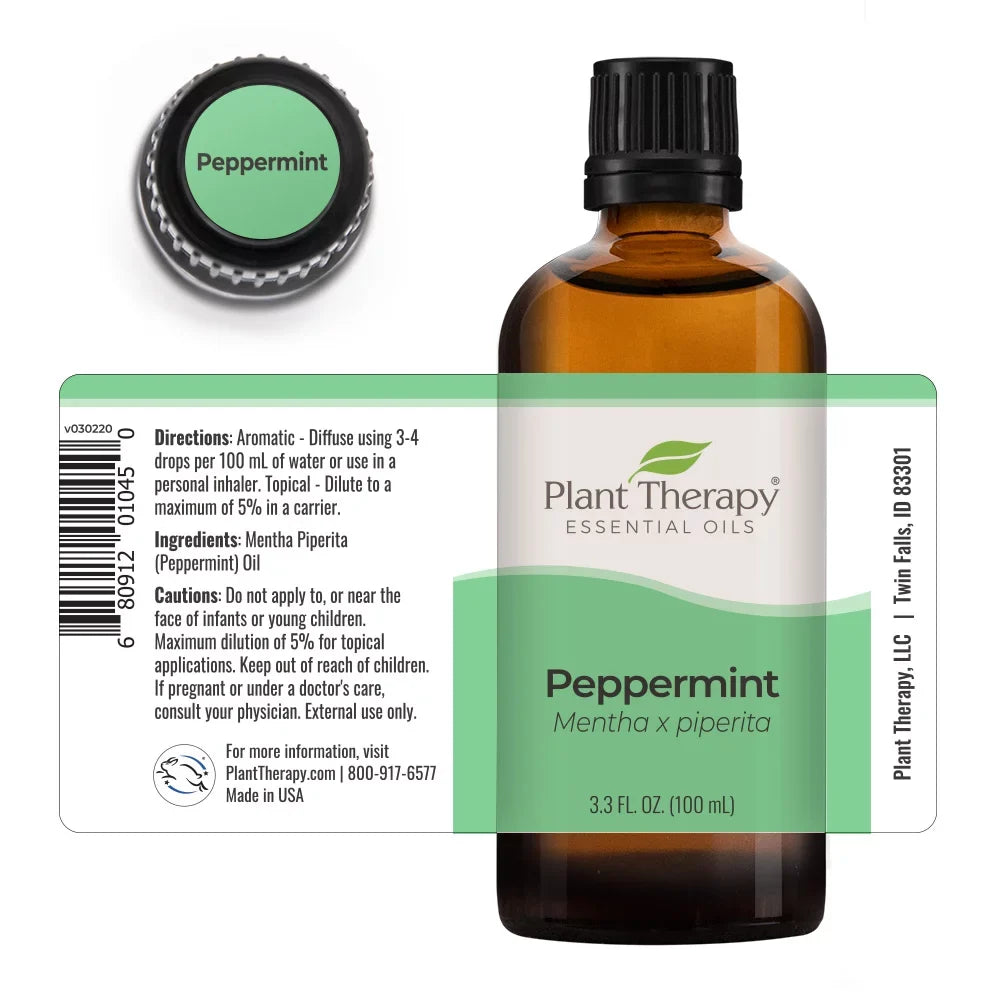 Plant Therapy Peppermint Essential Oil 100% Pure, Undiluted, Natural Aromatherapy, Therapeutic Grade 100 mL (3.3 fl oz)