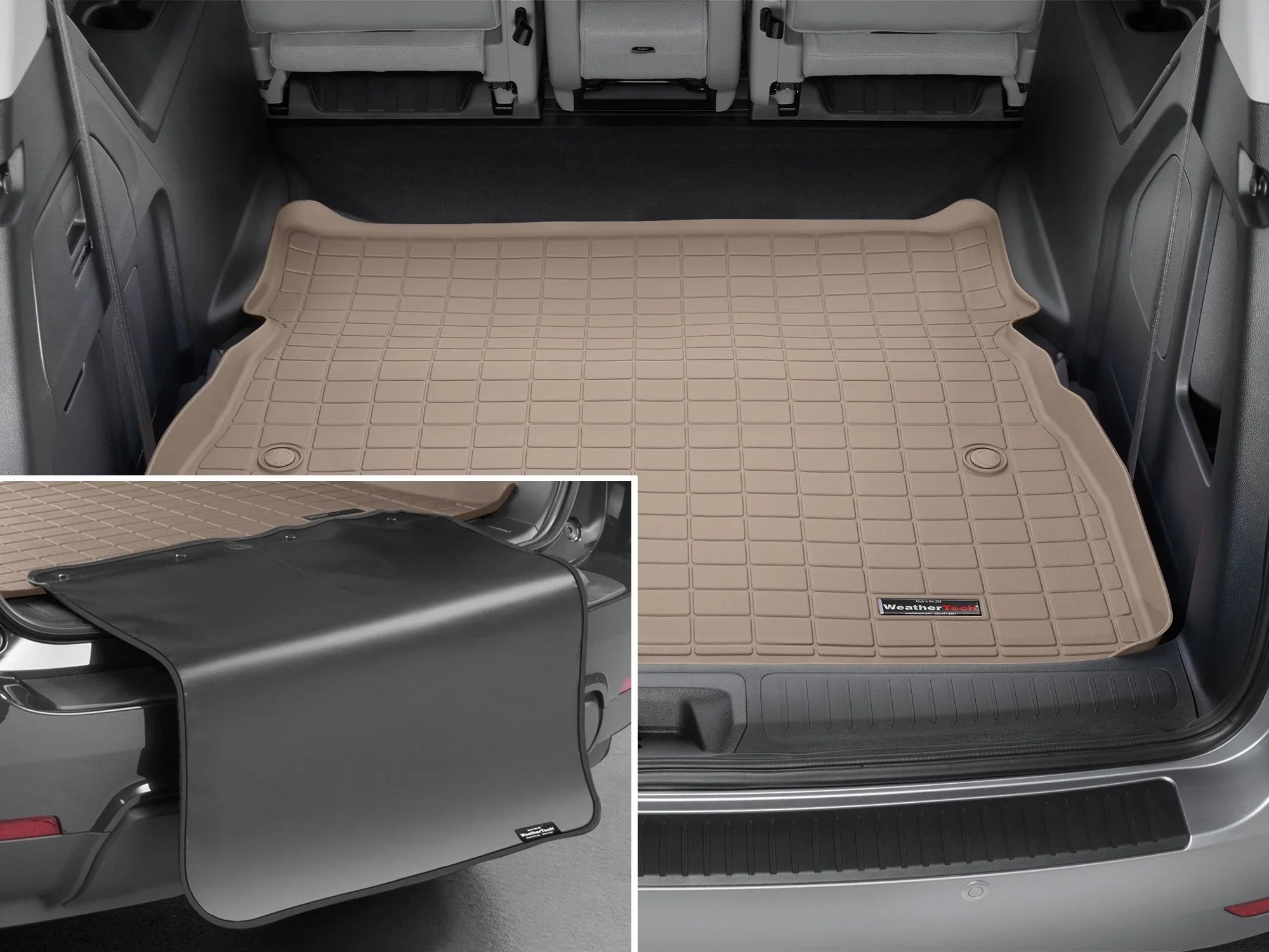 Tech Cargo Trunk Liner with Bumper Protector Matching with 2018-2024 Honda Odyssey - Behind 2nd Row Seating With Bumper Protector, Tan