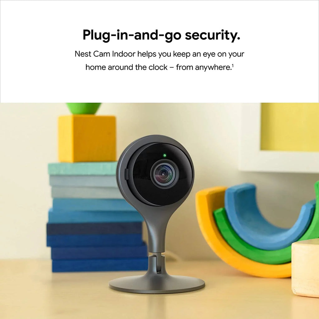 Google Nest Cam Indoor - Wired Indoor Camera Home Security - Control with Your Phone and Get Mobile Alerts - Surveillance Camera with 24/7 Live Video and Night Vision