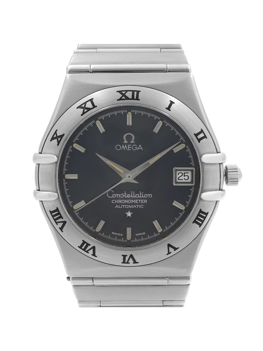 Omega Constellation Steel 35 mm Date Dark Blue Dial Men Automatic Watch 368.1201