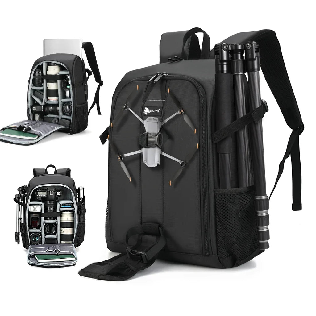 Big Capacity Photography Camera Waterproof Shoulders Backpack Video Tripod DSLR Bag Drone Case w/ Rain Shield Canon Nikon Sony Pentax
