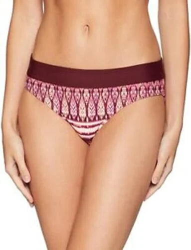 prAna Ramba Size Small (S) Hipster Mid Rise Bikini Bottoms Black Cherry Izabal