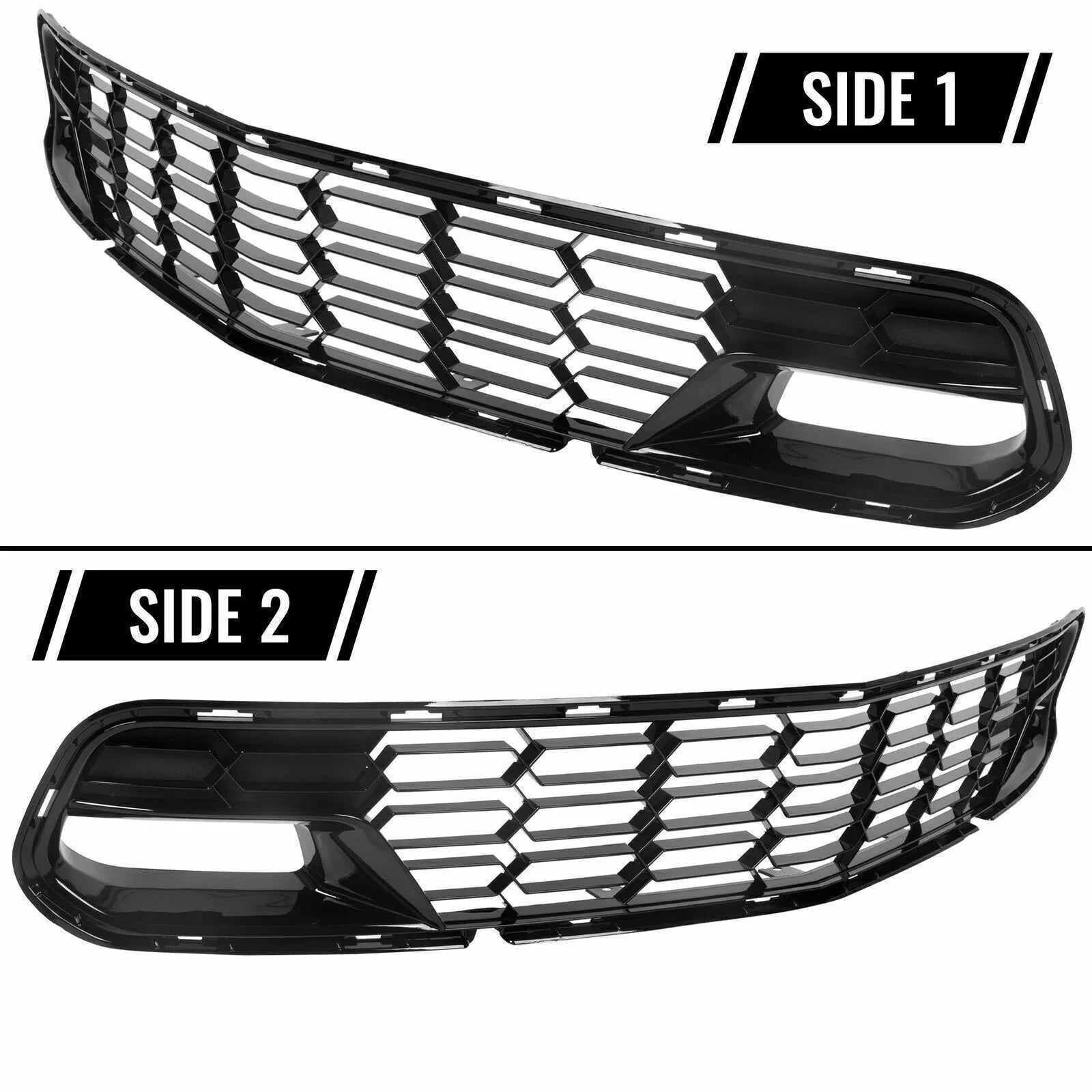 Kojem Front Lower Grille 2014-2019 Chevrolet Corvette C7 All Models Z06 Style Bumper Shield Painted Glossy Black Plastic (W/O Front Camera Bracket)