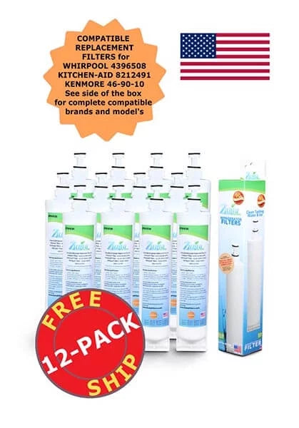 ZUMA Brand , Water and Ice Filter , Model # OPFW-RF300 , with Whirlpool® 4396508 - 12 Pack - Made in U.S.A.