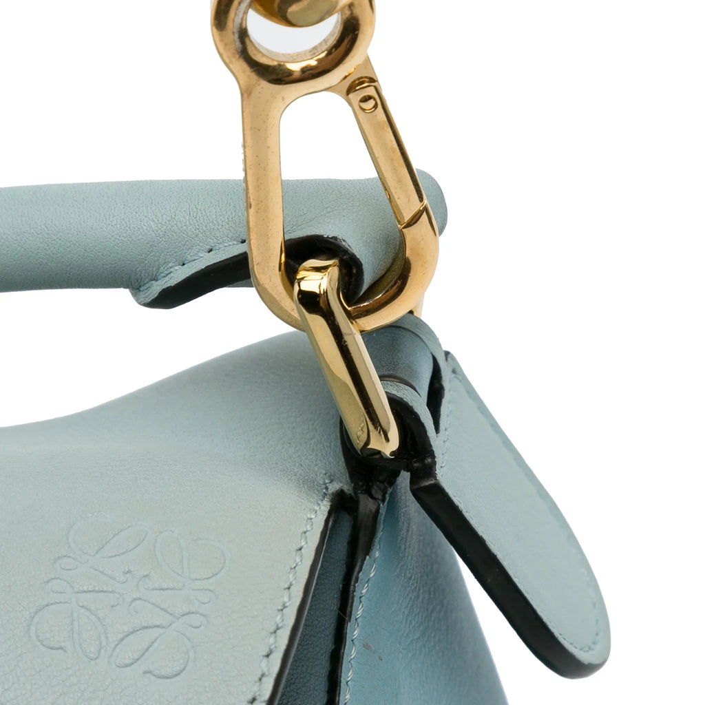 Pre-Owned Authenticated LOEWE Small Tricolor Puzzle Bag Calf Leather Blue Satchel Unisex (Good)