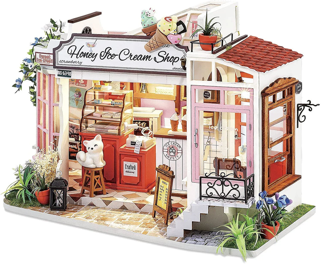 Rolife DIY Miniature Dollhouse Kit 1/24 Scale Tiny House Making Kit Home Decor Gifts Adults & Teens (Honey Ice-Cream Shop)
