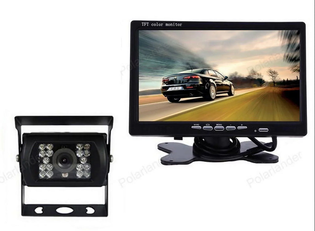 12V/24V parking system 7inch TFT LCD Car Monitor IR with 18 LED camera Bus RV Car Van Truck reverse Night Vision+32 feet cable