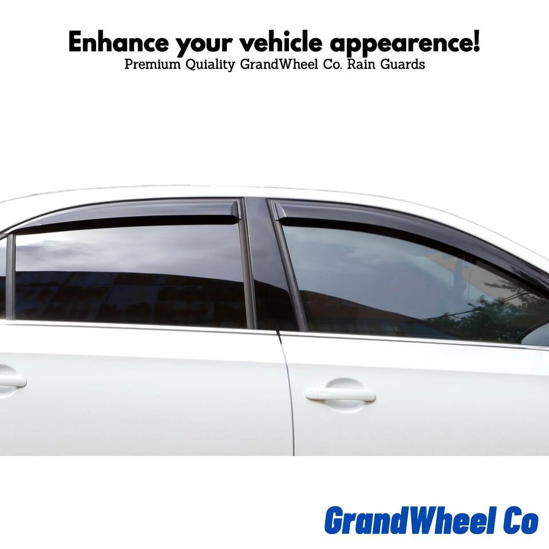GrandWheel Co Smoke Tinted Tape-On Side Window Vent Visor Deflectors Rain Guards with Mitsubishi Outlander 2014-2021 - 4pcs. GW0389