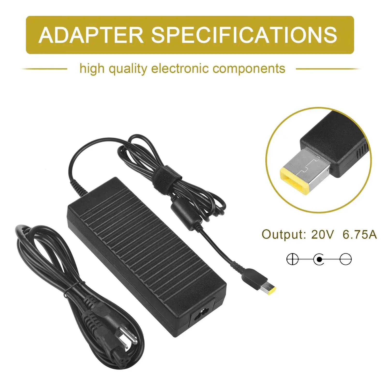 CJP-Geek 135W AC Adapter Charger Power Cord Lenovo Ideapad Y40-70 Y50-70 Supply Cord