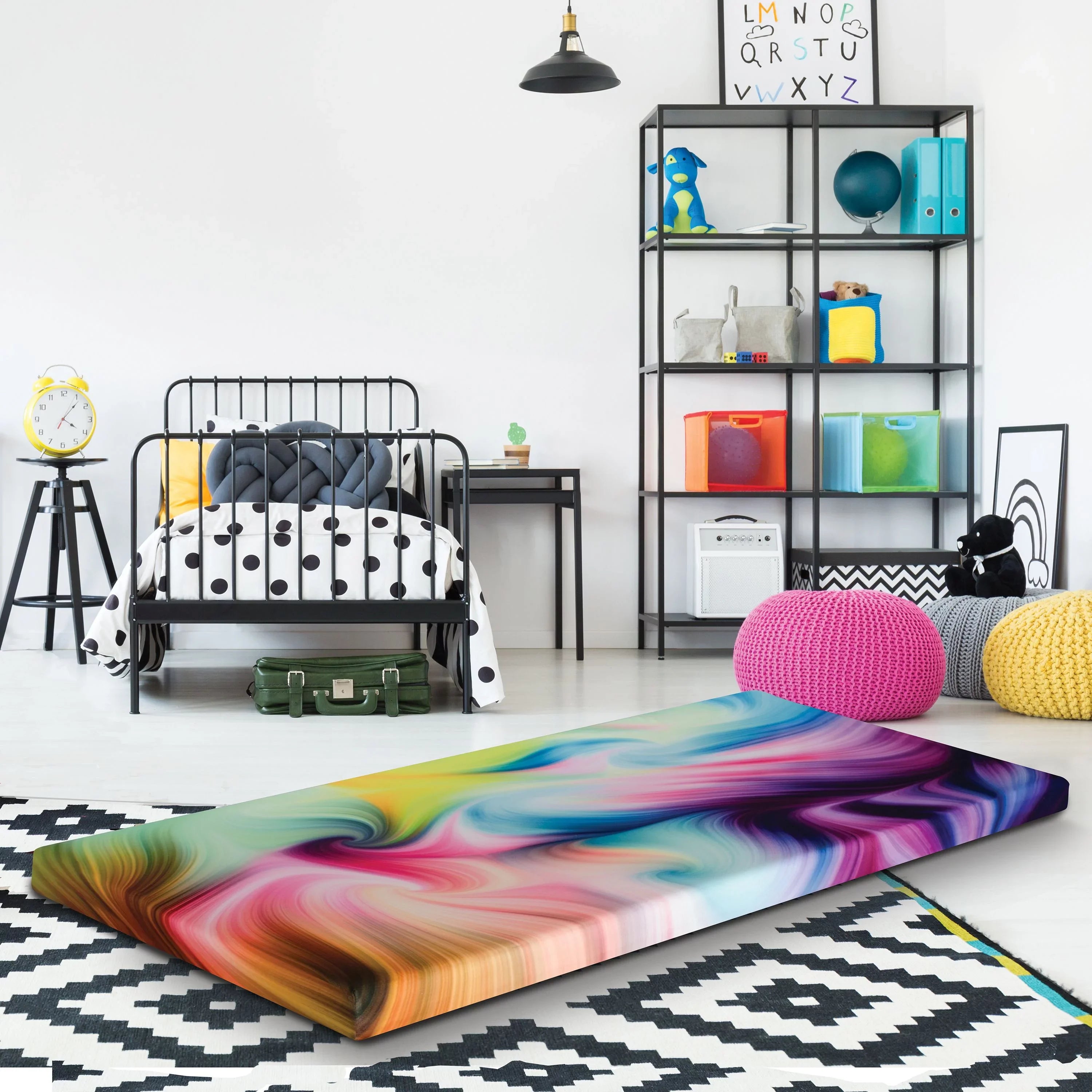 Groove Tie Dye Roll Up Memory Foam Guest Bed Mattress, Twin