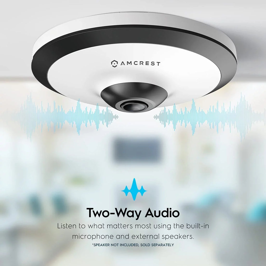 Amcrest 5-Megapixel Fisheye Camera, UltraHD Security PoE Camera Indoor, 1.4mm Lens, 33ft Nightvision, 360° Panoramic Camera Protection Cloud and MicroSD Recording, IP5M-F1180EW (White)