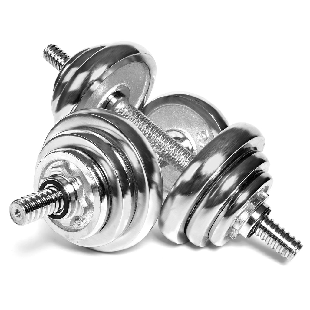SAYFUT 66LB Dumbbell Weight Set Detachable Fitness Dumbbells Barbells Adjustable Gym Household Exercise, Silver
