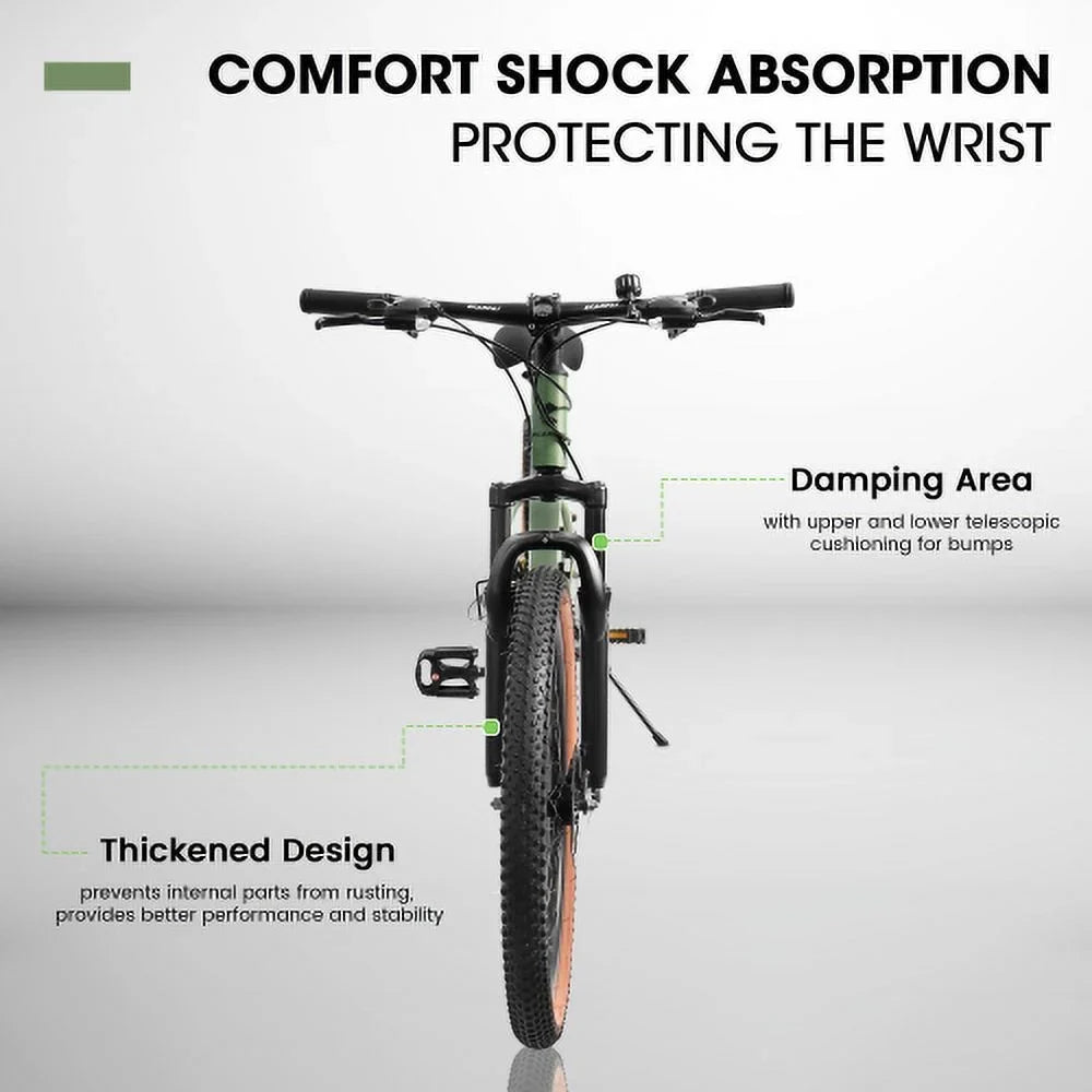 A24301 Ecarpat Mountain Bike 24 Inch Wheels, 21-Speed Mens Womens Trail Commuter City Mountain Bike, Carbon steel Frame Disc Brakes Thumb Shifter Front Fork Bicycles