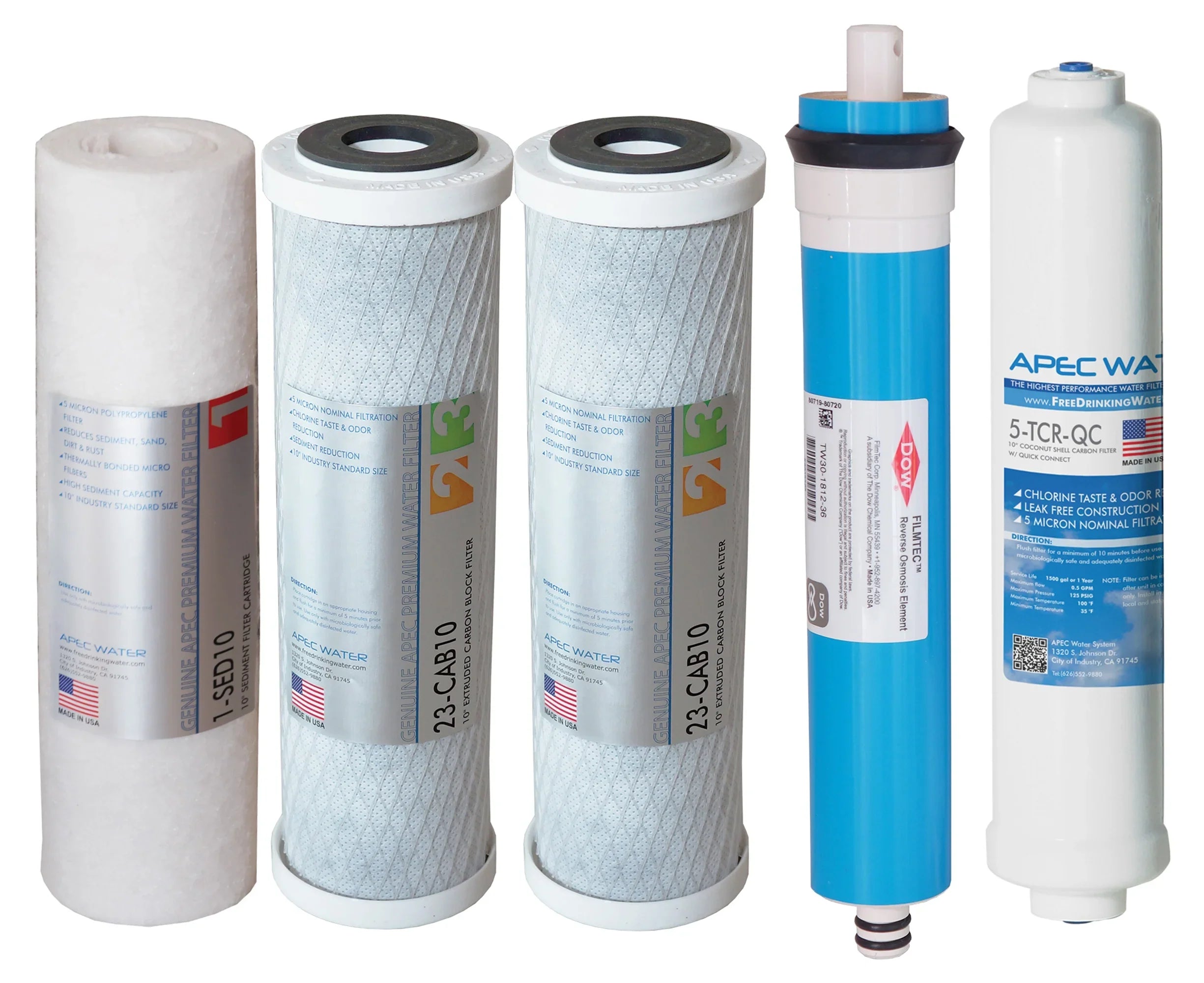 APEC FILTER-MAX45 50 GPD Complete Replacement Filter Set ULTIMATE Series Reverse Osmosis Water Filter System