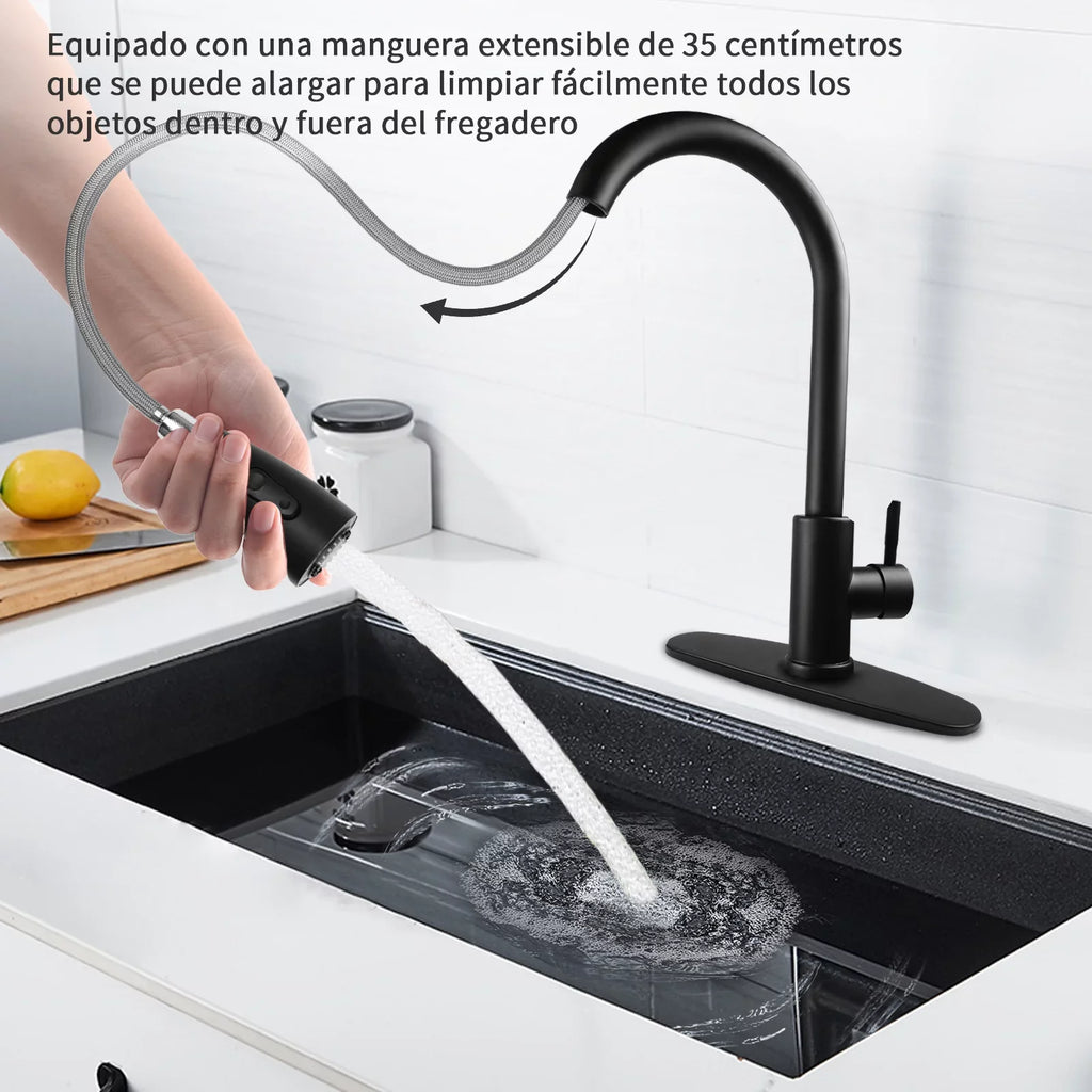 Kitchen Faucet with Pull Down Sprayer, High Arc Single Handle Kitchen Sink Faucet with Deck Plate, Commercial Modern Stainless Steel Kitchen Faucets Kitchen, RV, Bar, Silver