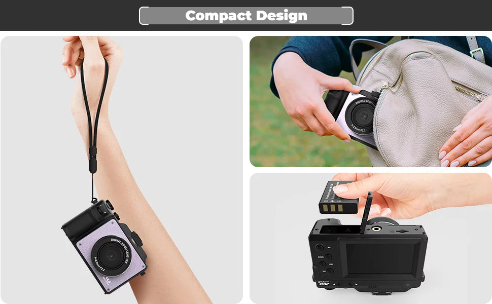 OIEXI 48MP Digital Camera Photography,4K Video Camera with Front and Rear Dual Cameras,18X Digital Zoom,3.0-inch Screen,32GB Micro Card,Rechargeable Battery,Camera Kids/Teens/Beginners(Black)